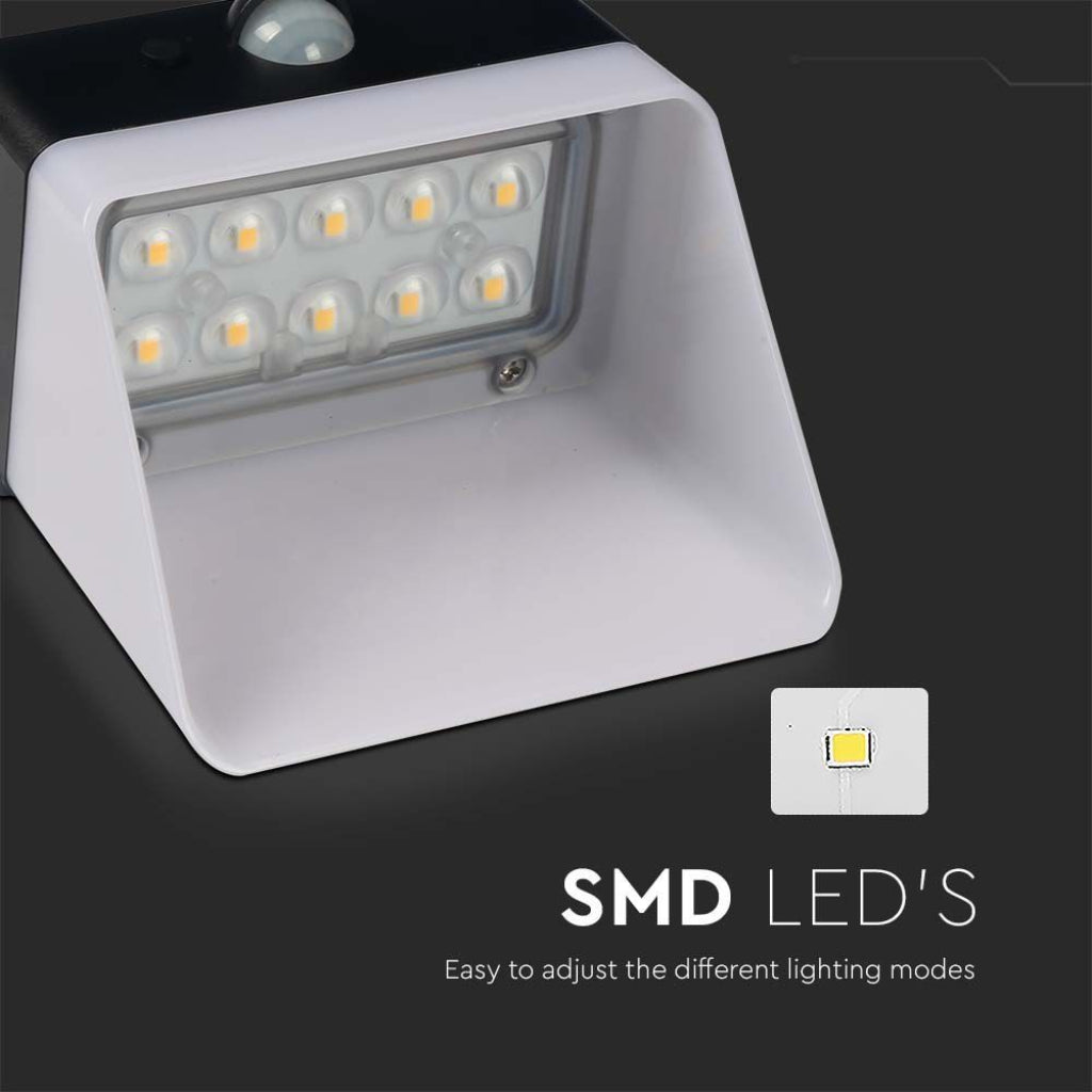 V-TAC Lampada LED da Giardino con Pannello solare e Sensore 2W Corpo Nero e Bianco CCT 4000K IP65 V-TAC Lampada LED da Giardino con Pannello solare e Sensore 2W Corpo Nero e Bianco CCT 4000K IP65